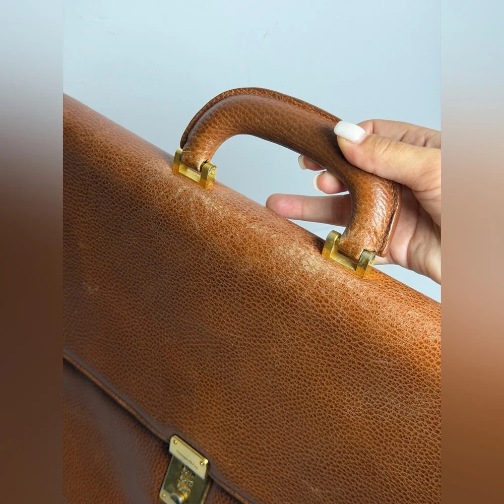 Vintage Tiffany & Co. Brown Leather Briefcase Dial Lock